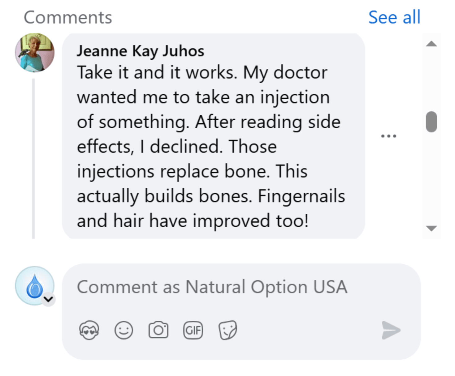 Natural Options - OsteoOrganical Results