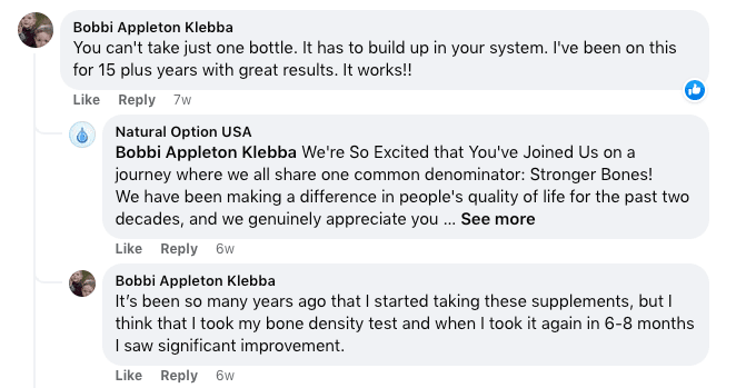 Natural Options - OsteoOrganical Results