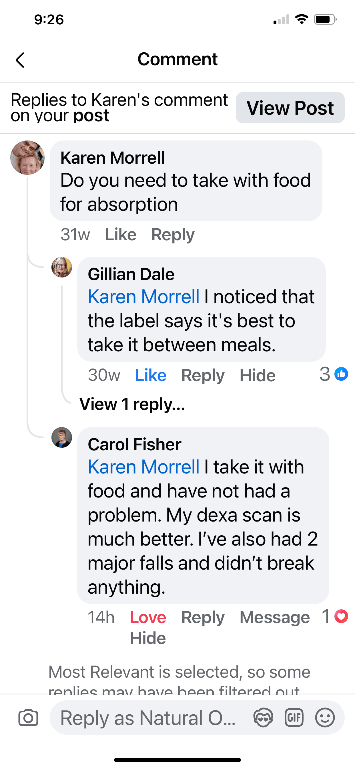 Natural Options - OsteoOrganical Results