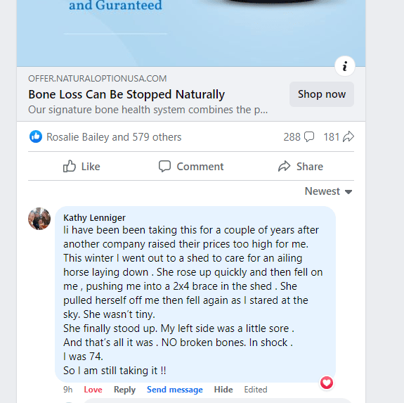 Natural Options - OsteoOrganical Results