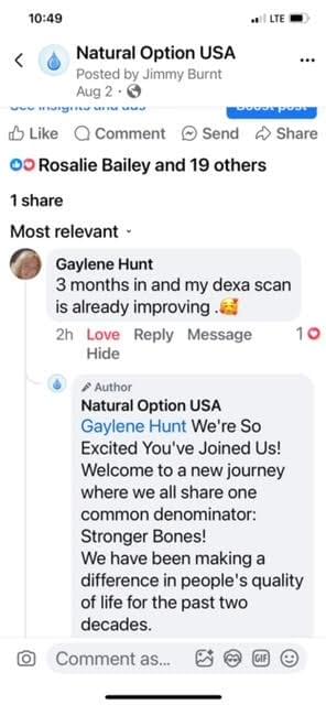 Natural Options - OsteoOrganical Results