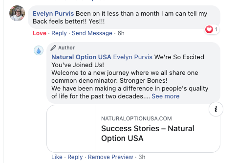 Natural Options - OsteoOrganical Results